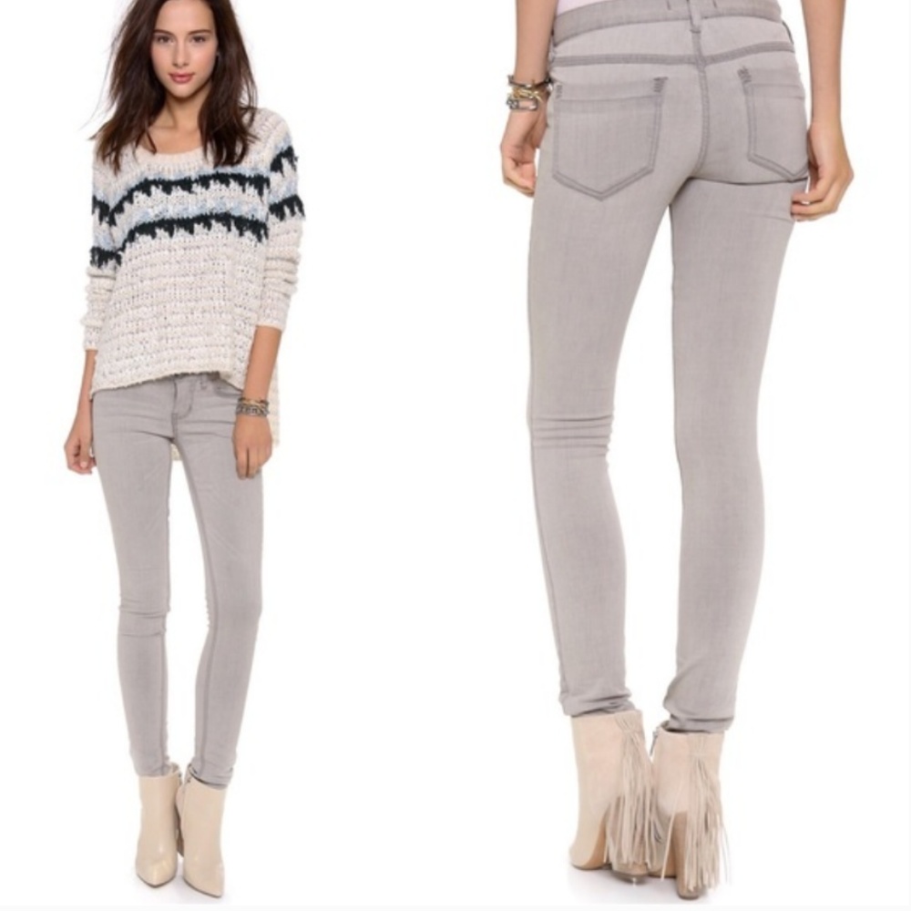 • Free People Gray Washed Out Skinny Jean •